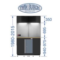 Werkstatt Eck Schranksystem TWWS2C mit Arbeitsplatte Abmessungen Gesamtansicht